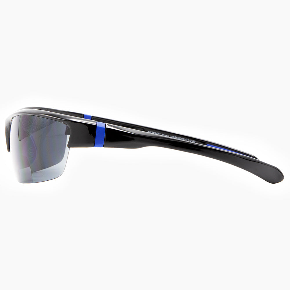 Mens Wrap Around Sport Sunglasses Polarized & Bifocal Reading Lens Black  Brown Lens