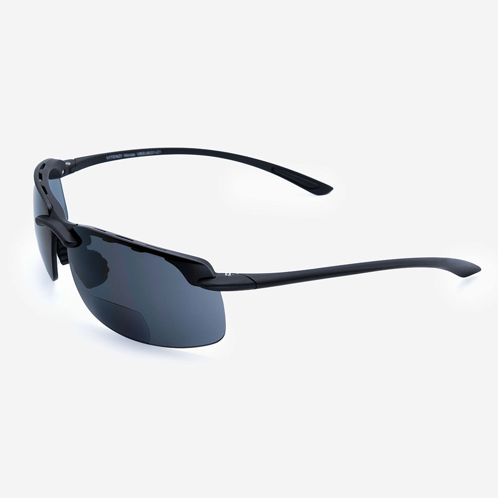 VITENZI Bifocal Sunglasses Semi Rimless Wraparound Readers for Reading  Under the Monza Sun